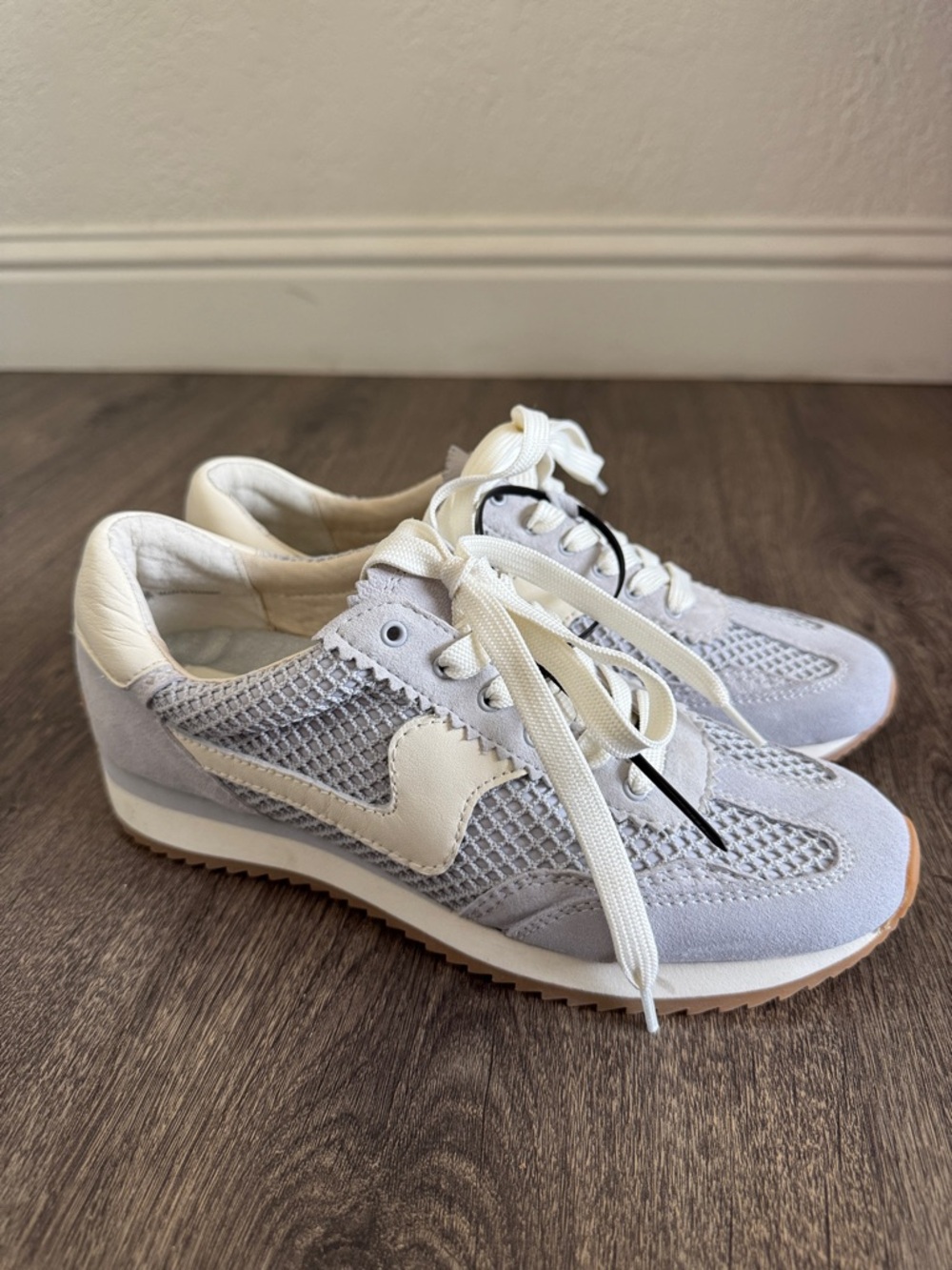 Dolce Vita Women's Lace-Up Sneakers in Light Gray and Cream